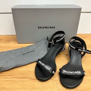 Balenciaga logo sandals wrap around the ankle closure small block heel size 36